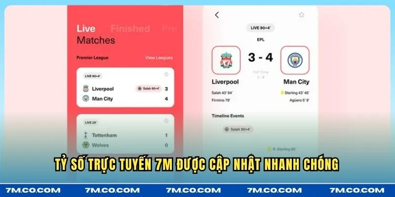 Tỷ số trực tuyến 7M được cập nhật nhanh chóng